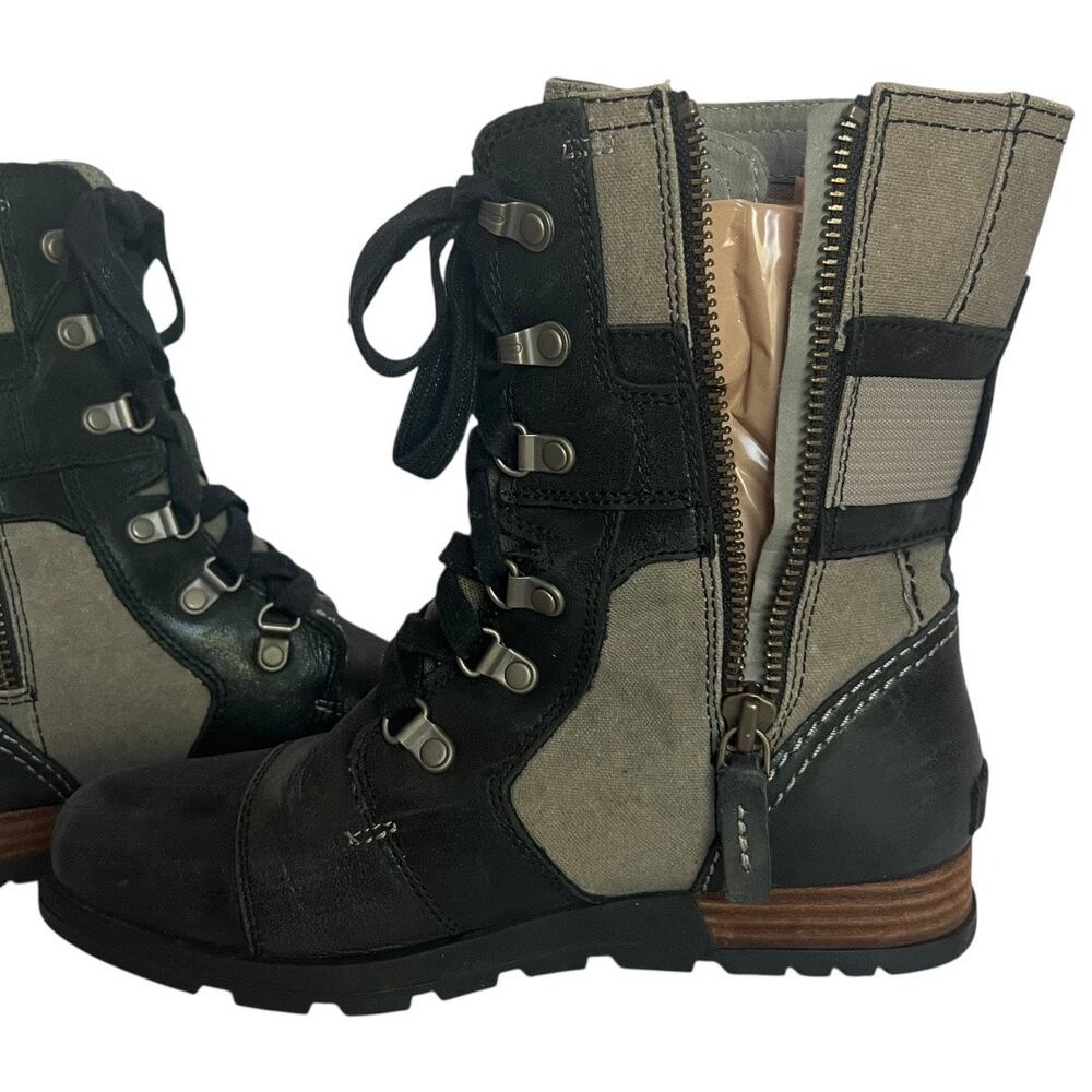 Sorel Major Carly Combat Lace Up Canvas Boots Size 7 - Picture 6 of 12